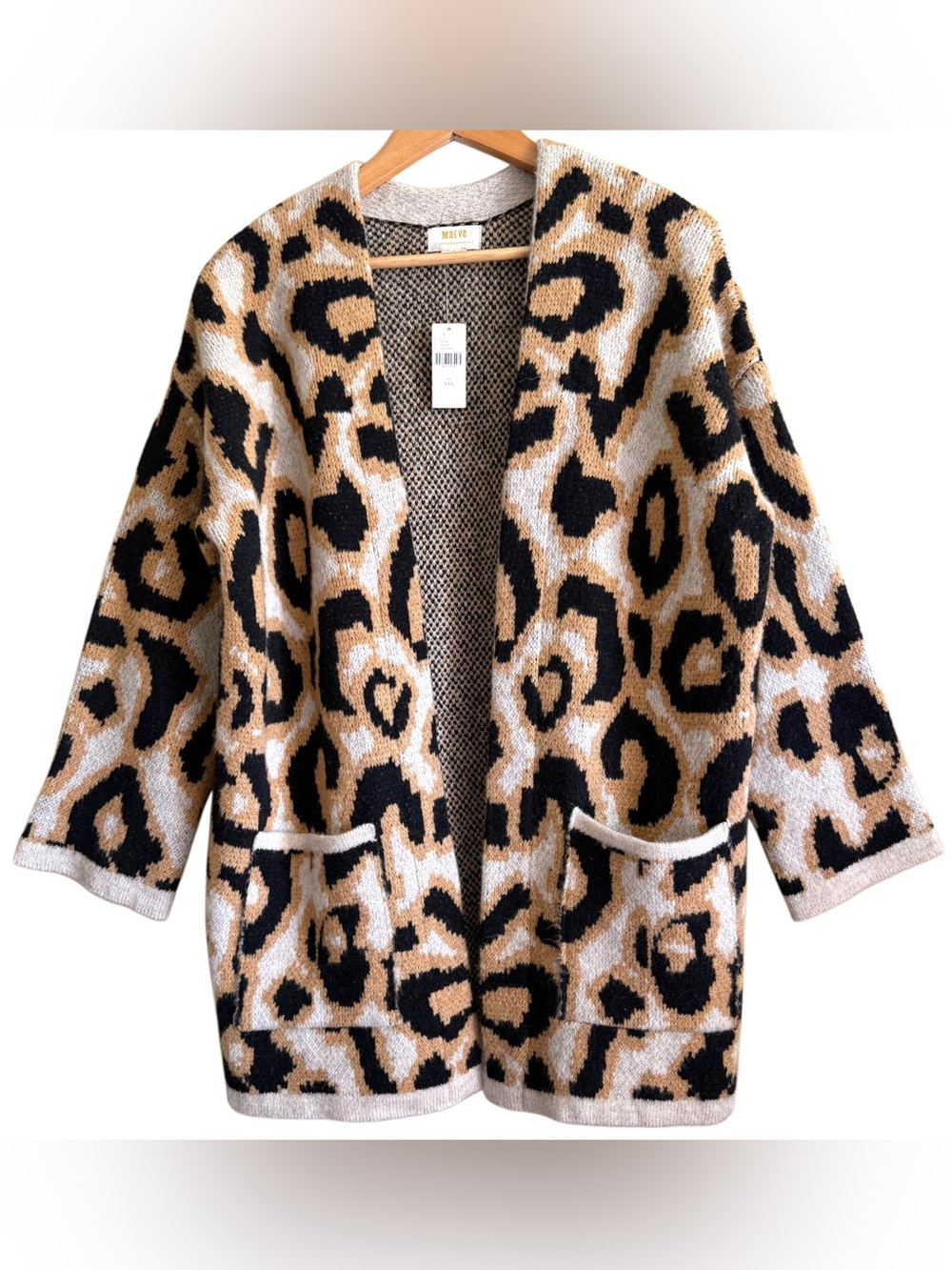 ANTHROPOLOGIE Maeve Oversized Leopard Print Cozy Chic Sweater Cardigan XXS NWT